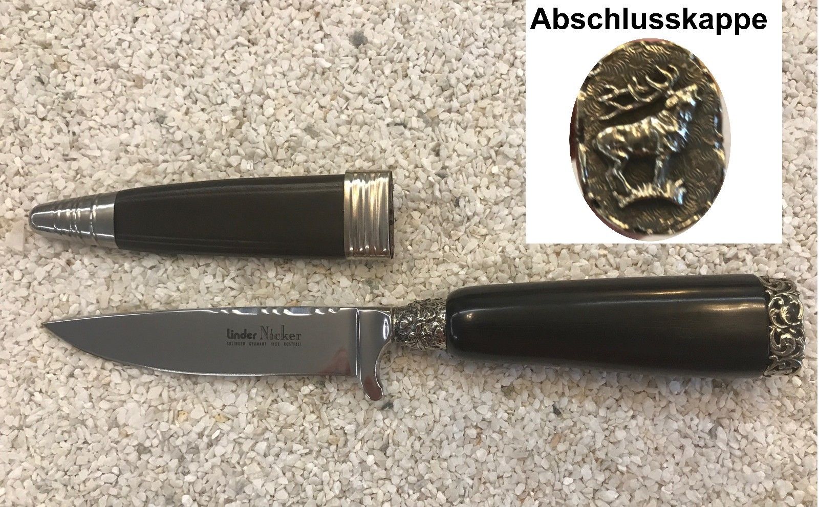 Trachtenmesser Pro-Nicker von Linder Rehfußgriff rostfrei 10cm Klinge Jagdmesser 